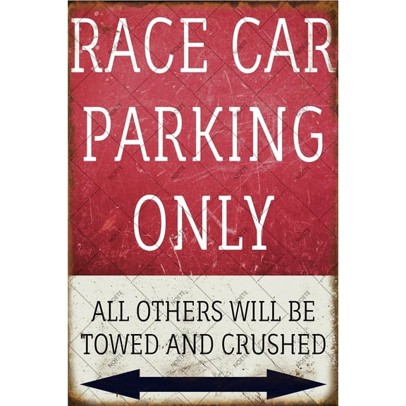 Noete Race Car Metal Tin Signs Vintage 8x12 Inch Wall Decor for Boys Room, Car Toy Room & Man Cave Cool Race Car Themed Gift for Kids & Teens