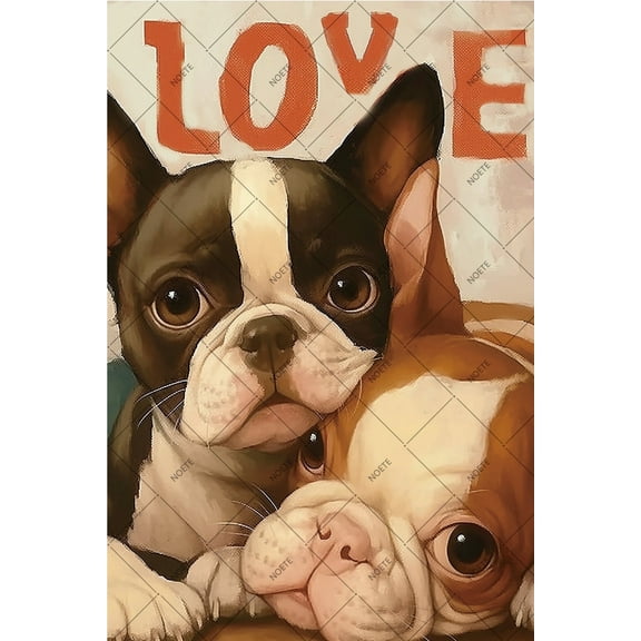 Noete Retro Boston Terrier Decor Tin Sign Vintage Metal Wall Art for Home, Office, Gym & Dorm Boston Terrier Decor Gift for Dog Lovers 8x12 inch