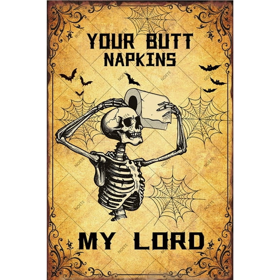 Noete Skeleton Metal Tin Sign Vintage 12x16 inch Gothic Decor, Funny & Spooky Wall Art for Home, Bar, Office, or Halloween Party