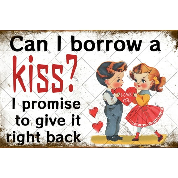 Noete Valentines Day Sign Rustic 12x16 Inch Vintage Tin Wall Decor with Romantic Quote, Perfect for Home, Bar, Cafe & Restaurant Decorations