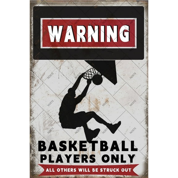 Noete Vintage Basketball Posters 8x12 Inch Retro Metal Tin Sign for Boys Room, Kids Bedroom Decor, Sports Themed Wall Art Perfect Gift for Basketball Lovers & Players