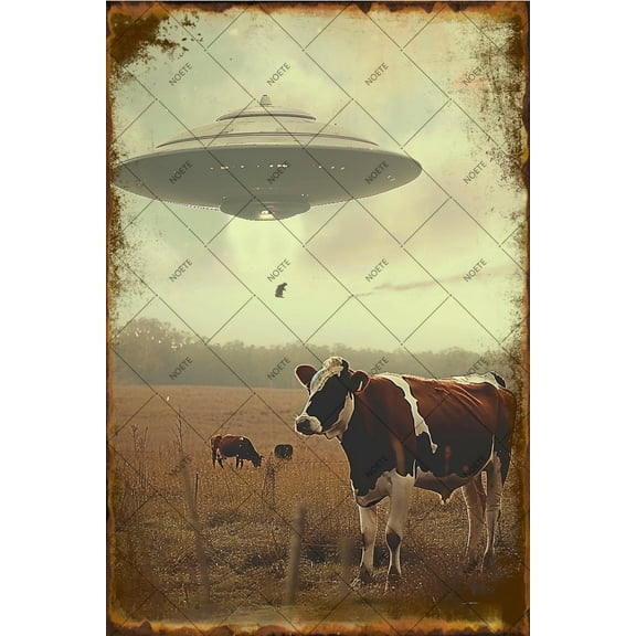 Noete Vintage Funny Cow Metal Tin Sign 12x16 Inch Rustic Wall Decor for Home, Office, Bar & Cattle Bathroom Sign Retro Chic Art Poster for Living Room, Bedroom, Garage