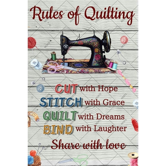 Noete Vintage Rules of Quilting Tin Sign Retro 8x12 Inch Aluminum Wall Art for Home, Coffee Bar & Farmhouse Decor, Durable Quilting Rules Metal Sign