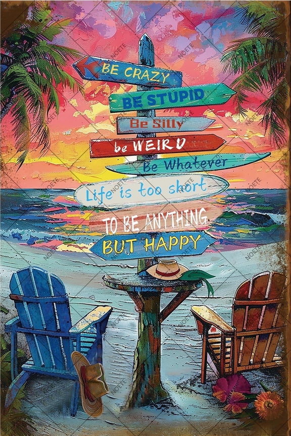 Vintage Surfboard Wall Decor Retro Tin Sign 12x16 Inch, Beach Themed Metal Art for Home, Bar, Cafe & Office Surfboard Wall Art for Coastal Lovers