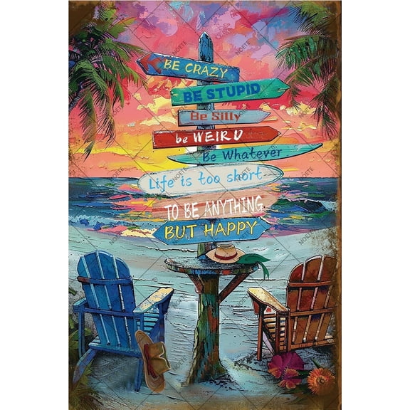 Noete Vintage Surfboard Wall Decor Retro Tin Sign 8x12 Inch, Beach Themed Metal Art for Home, Bar, Cafe & Office Surfboard Wall Art for Coastal Lovers