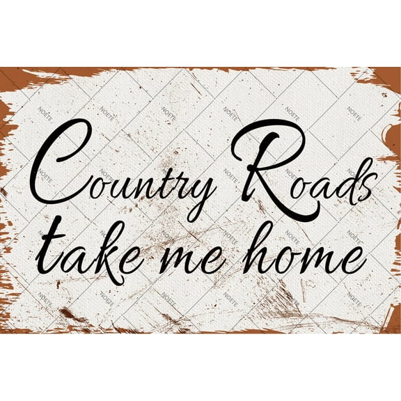 Noete Vintage Tin Sign 12x16 Inch Country Roads Take Me Home Wall Art, Rustic Metal Decor for Home, Bar, Cafe & Office