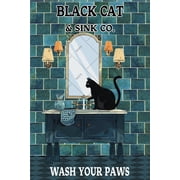 Noete Wash Your Paws Cat Poster Fun & Inspirational 12x16 Inch Metal Tin Sign for Kids Room, Nursery, Home Decor Cute Cat Lover Gift & Motivational Print
