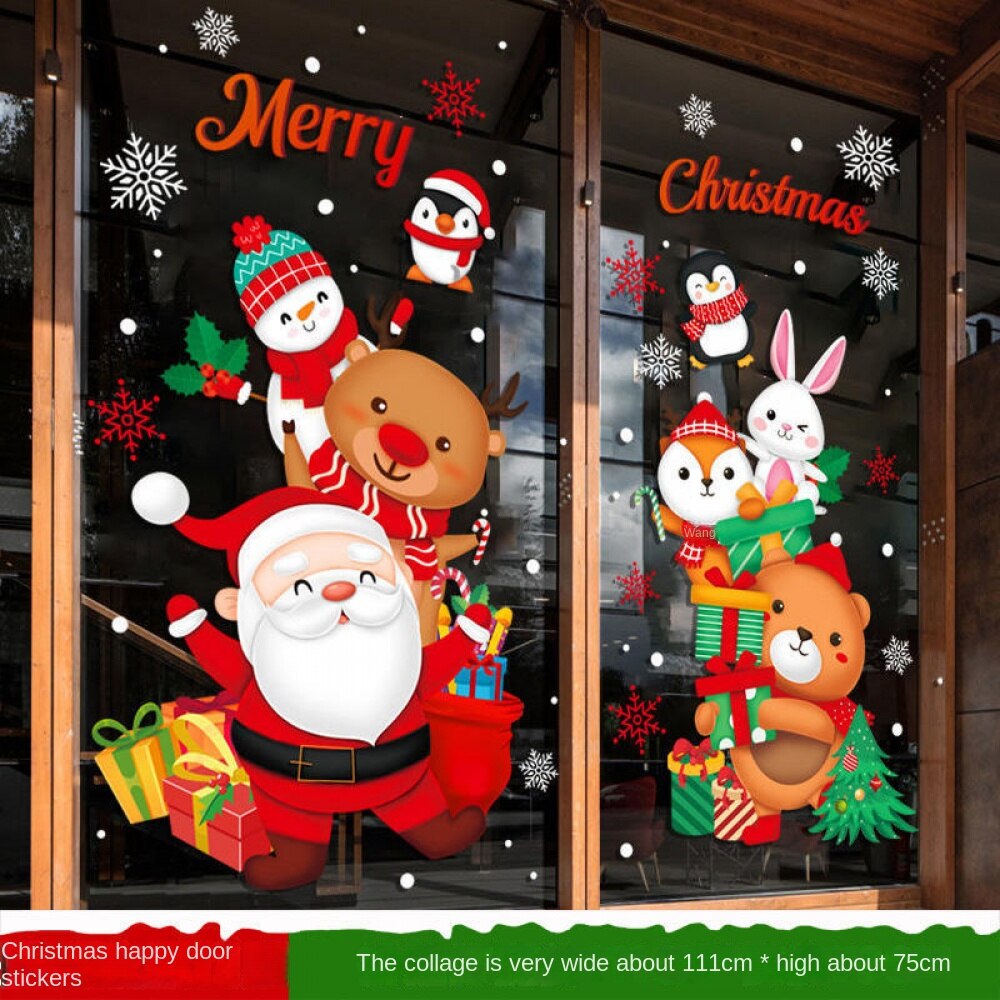 Noetoy Christmas Window Stickers,DoubleSided Sided Window Decals, PVC