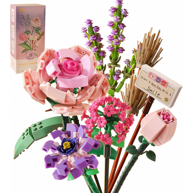 Noetoy Mini Bricks Flower Bouquet Building Sets, Artificial Flowers ...