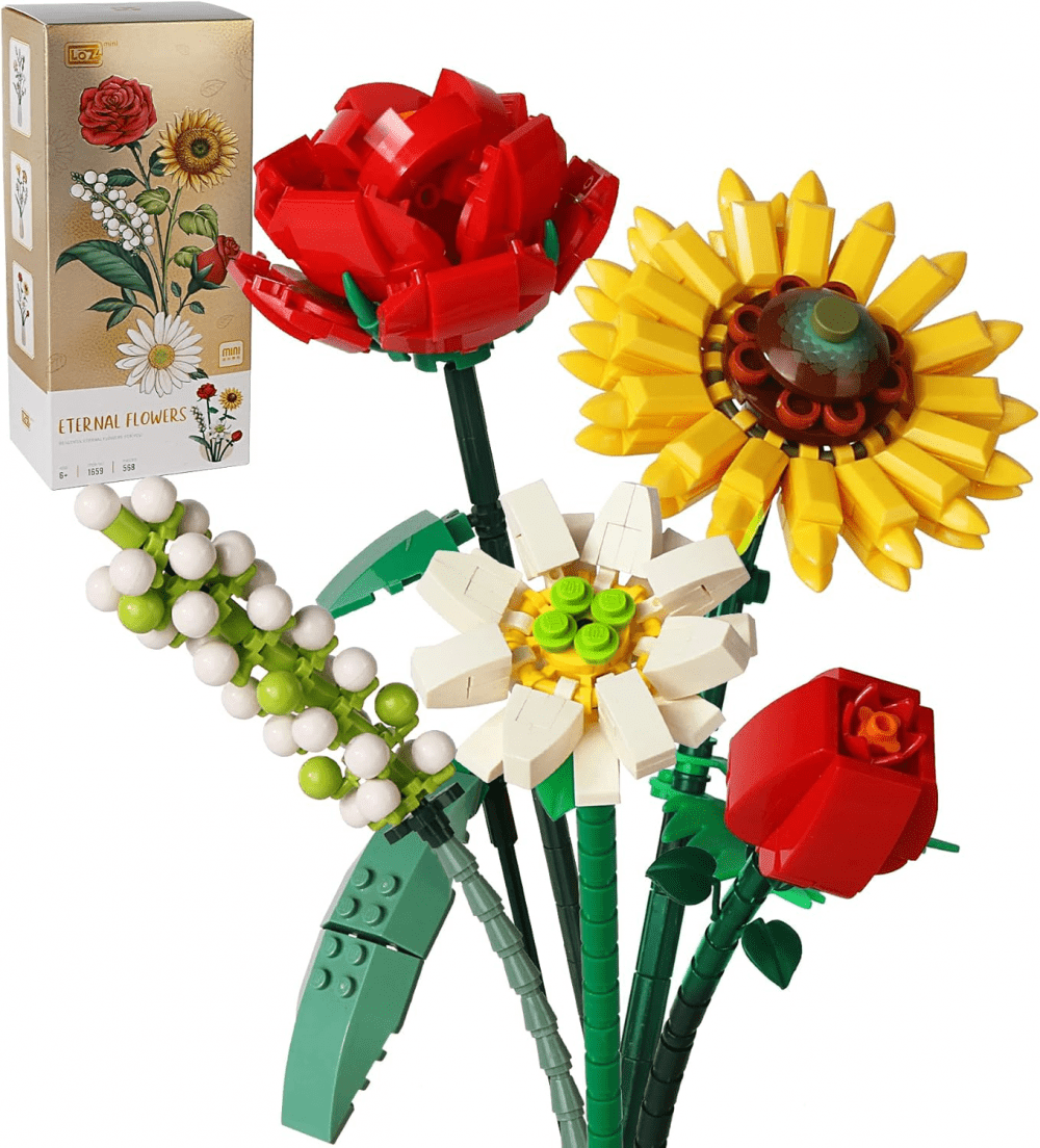 Noetoy Mini Bricks Flower Bouquet Building Sets, Artificial Flowers