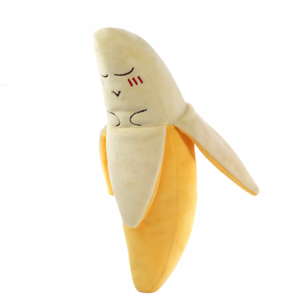 Noetoy Squeaky Banana Toy, Squeaky and Crinkly Plush Dog Toy, Dog Hide