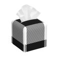 Noewx Heart Black Buffalo Plaid Gingham Tissue Box Cover Square Leather