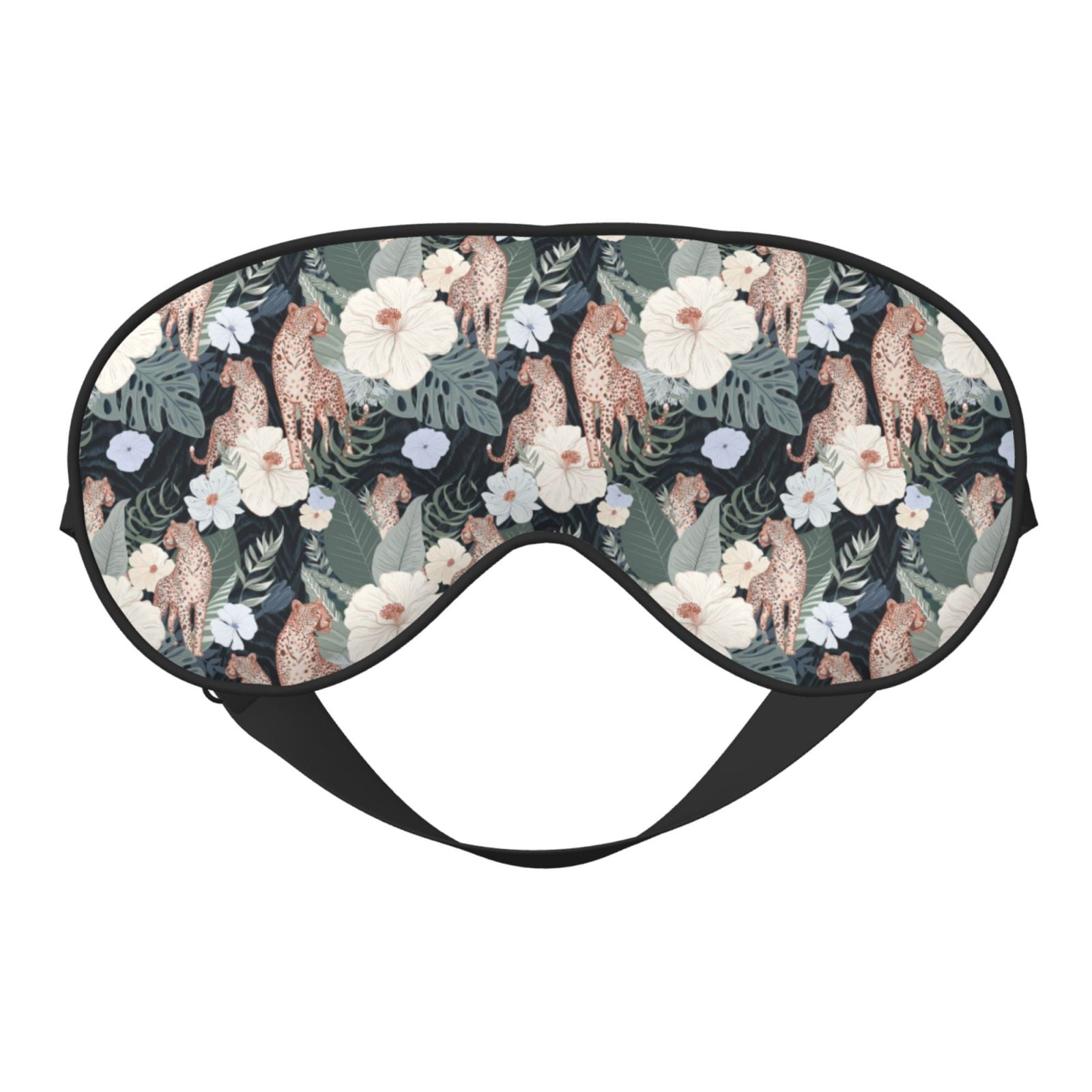 Noewx Leopards and Tropical Flowers Sleep Mask Adjustable Double -Sided ...