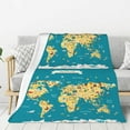 Noewx World Map With Landmarks Flannel Throw Blanket All Season No Shed