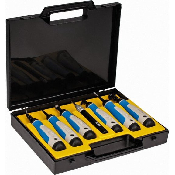 Noga 7 Piece High Speed Steel Hand Deburring Tool Set Blade Type S20, S30, S100, C20, D50, D66, T80, L3, N80K, Holder Type S, C, D, L, K, For Holes, Straight Edges, Curved Edges, Bushing Scraping, Ext