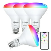 Noger Smart Light Bulbs 4 Pack, Bluetooth Smart Bulb with Music Sync, 1280 Lumens Dimmable BR30 LED Flood Light Bulbs, RGBCW Color Changing Light Bulbs, 12W 75W Equivalent, 16 Million Colors