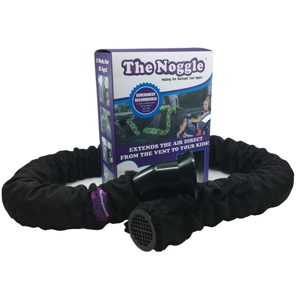 The Noggle Power Package-Easy to Use Car Travel Accessories for a Comfy Ride Summer or Winter-Air Vent Extender Hose with Powered Fan Quickly Sends Cool or Warm Air to Your Kids - 6ft, Black Ice