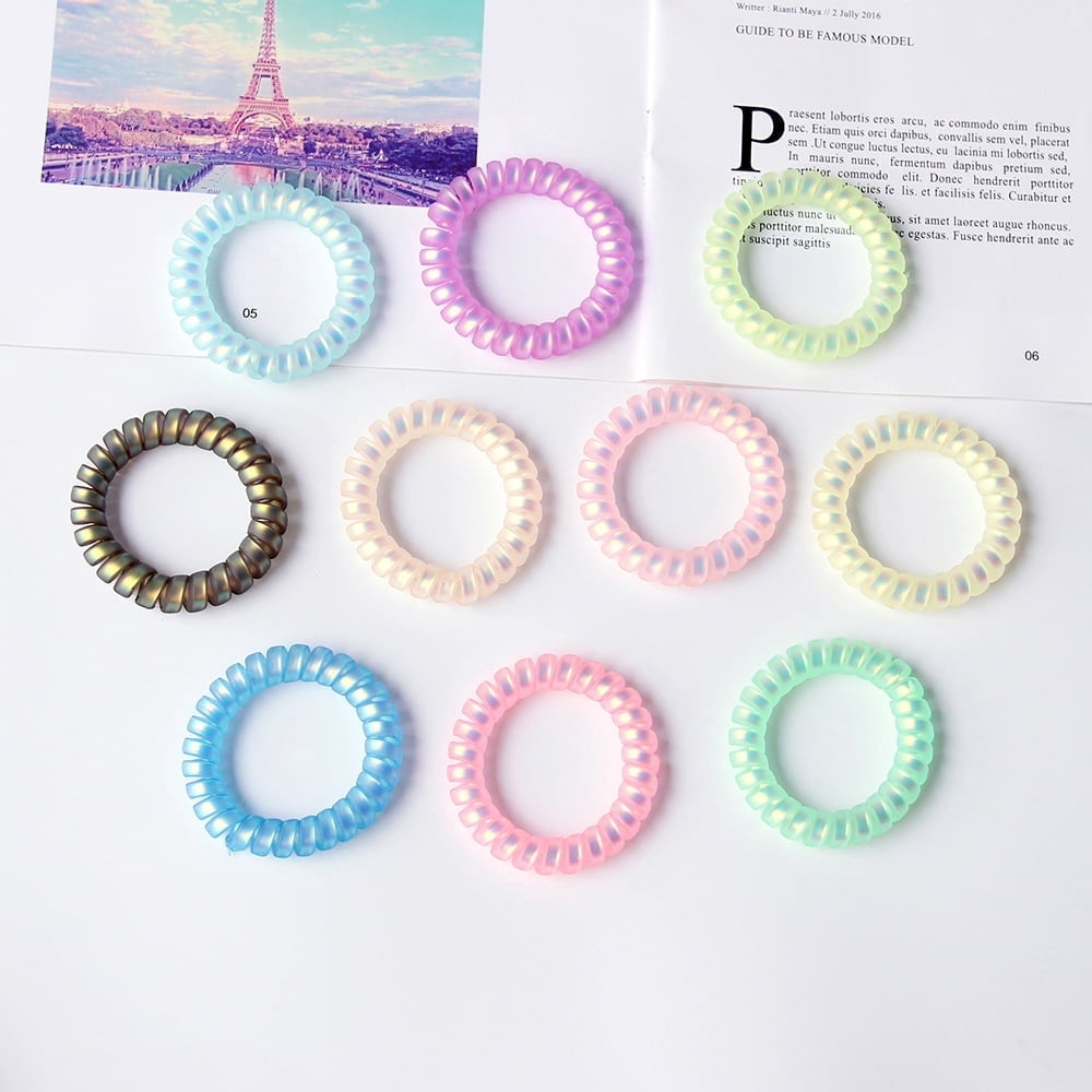 Nogis 10 Pcs Spiral Hair Ties No Crease, Coil Hair Ties, Phone Cord Hair Ties, Hair Coils, Hair Ties for Women