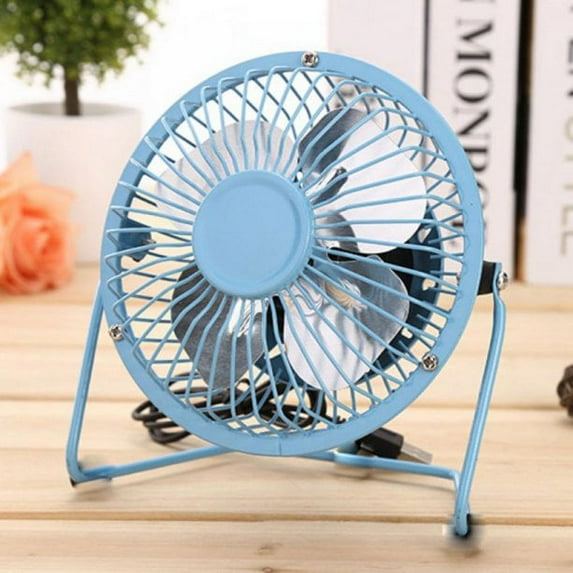 Nogis 4 inch USB Mini Fan, Portable Small Desk Fan, Mini Personal Fan with , Super Quiet Table Fan, Metal Design, 360° Up and Down, Perfect for Home Office,School Blue
