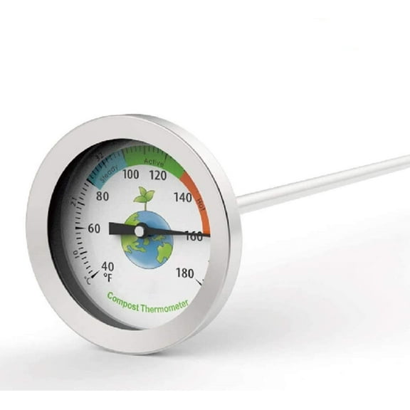 Nogis Compost Thermometer - Soil Thermometer 19.6 Inch stalk, Steel Compost Thermometer Celsius Fahrenheit, Soil Thermometer for Planting, Pile, Compost Bin, Backyard, Garden and Worm Composting