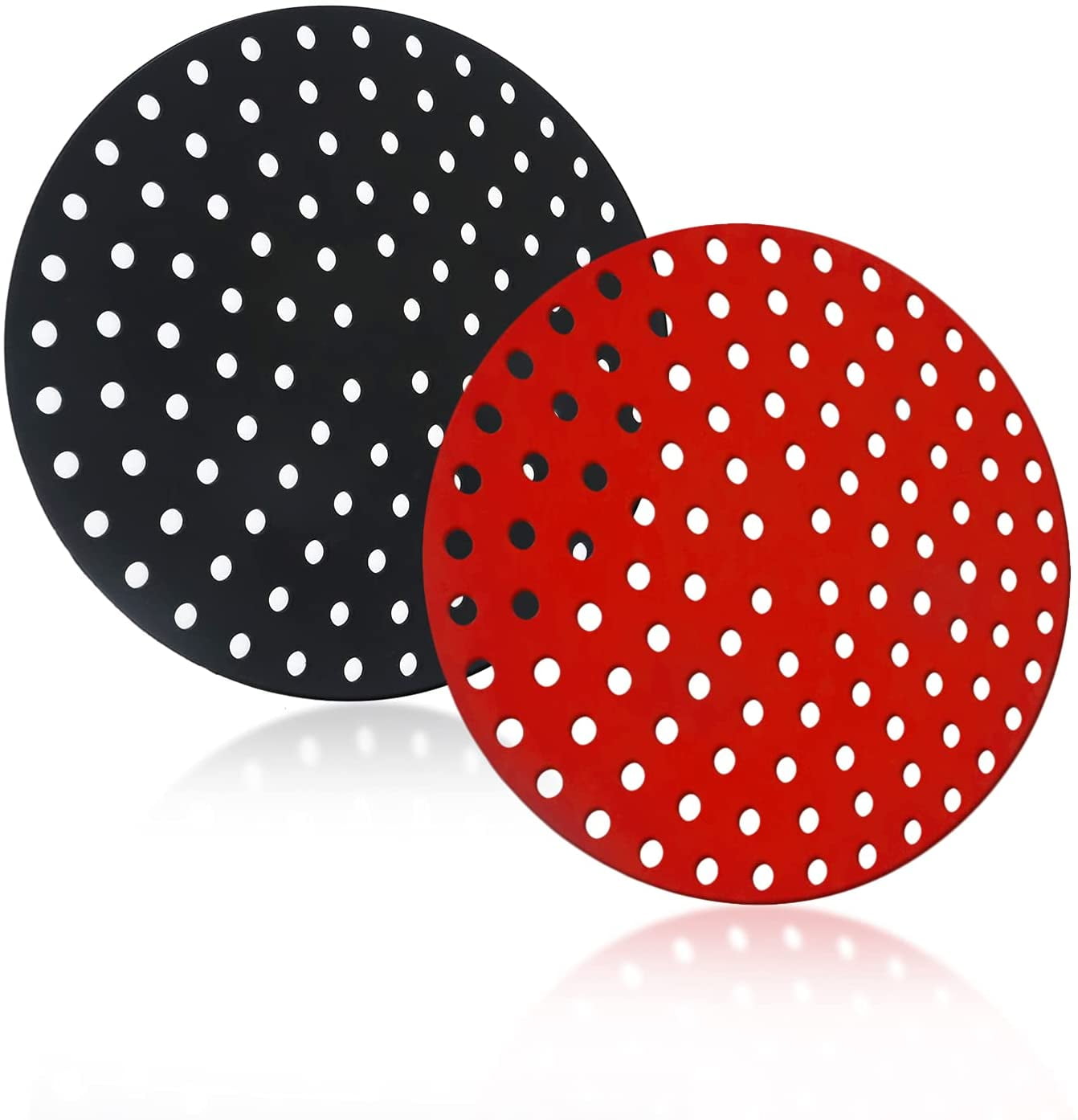 Nogis Non-Stick Air Fryer Liners, 2PCS 9 Inch Round Reusable Silicone Air Fryer Mats, Easy to Clean & Food-Grade | Air Fryer Accessorie for Ninja, Power XL and More