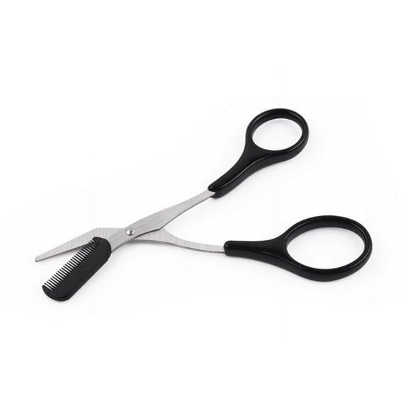 Nogis Professional Precision Trimmer Eyebrow Scissors Remover Beauty Tool with Comb and Non Slip Finger Grips Black Silver Tone for Men