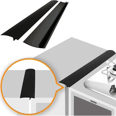 Stove Gap Cover Retractable Stainless Steel S Stove Guard Stainless Steel 2 Packs, 13.8"~27.6" Adjustable Kitchen Stove Covers For Gas Stove Top Stainless Steel Stove Covers Oven Gap Cover Black