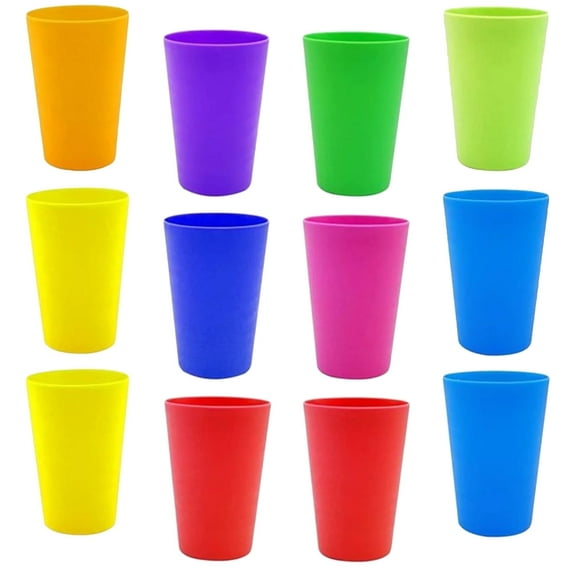 12 Pcs Plastic Kids Cups, 5.6oz Unbreakable Children Drinking Cups, NOGIS Plastic Toddler Tumbler Cup for Kids & Toddlers- Dishwasher and Microwave Safe
