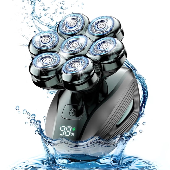 Skdwakiz Head Shavers for Bald Men, 7D Electric Razor, Cordless Rechargeable Wet/Dry IPX7 Waterproof Hair Beard Trimmer with Rotary Blades & Brush, LED Display, Grooming Shaving Kit Gift for Men