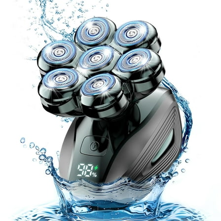 Nogroa Head Shavers for Bald Men, 7D Electric Razor, Cordless Rechargeable Wet/Dry IPX7 Waterproof Hair Beard Trimmer with Rotary Blades & Brush, LED Display, Grooming Shaving Kit Gift for Men