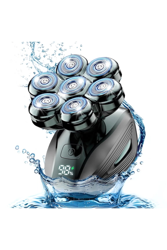 Head Shavers for Bald Men, 7D Electric Razor, Cordless Rechargeable Wet/Dry IPX7 Waterproof Hair Beard Trimmer with Rotary Blades & Brush, LED Display, Grooming Shaving Kit Gift for Men