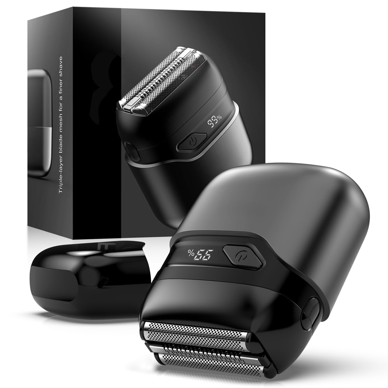 Nogroa Electric Foil Shaver for Men, Mini Electric Razor with 3 Blade Heads Floating Head IPX7 Waterproof Wet and Dry Protable Beard Trimmer for Travel