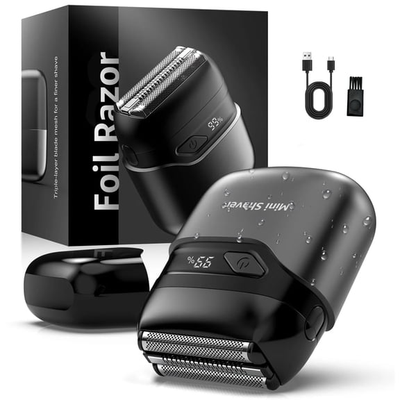 Nogroa Mini Electric Razor for Travel, IPX7 Waterproof Foil Shaver for Men with LED Fast Charge & Precision Floating Blades, Cordless Beard Trimmer for Home, Car & Gym