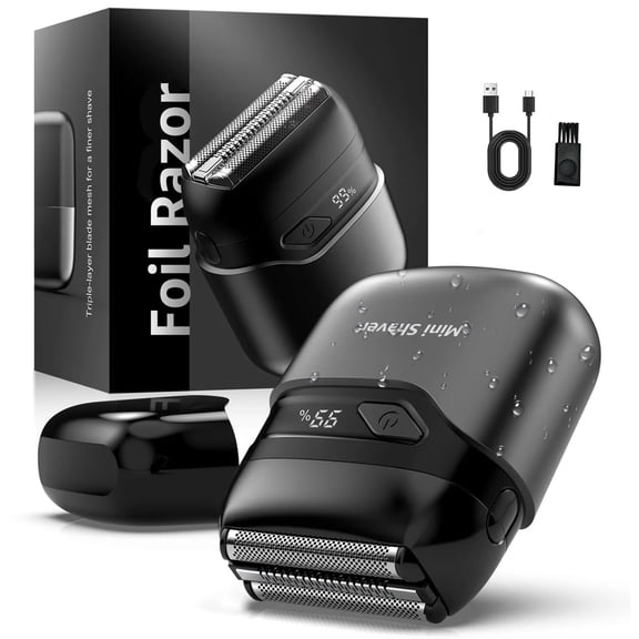 Nogroa Mini Electric Razor for Travel, IPX7 Waterproof Foil Shaver for Men with LED Fast Charge & Precision Floating Blades, Cordless Beard Trimmer for Home, Car & Gym