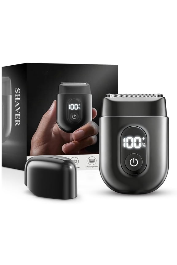 Electric Foil Shaver for Men, Cordless Mini Electric Razors with 3 Floating Blades&LED Display, IPX7 Waterproof Wet/Dry Face Shaver, Protable Compact Beard Trimmers for Travel, Type-C Charging