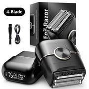 Nogroa Electric Razor for Men, 4 Blades Floating Head Foil Shaver, IPX7 Waterproof Wet/Dry Beard Trimmer, Portable Mini Electric Shaver for Travel with USB Type