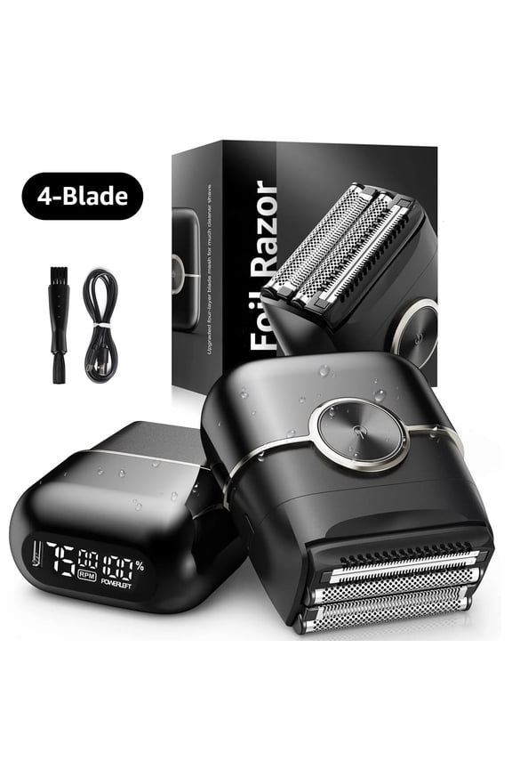 Electric Razor for Men, 4 Blades Floating Head Foil Shaver, IPX7 Waterproof Wet/Dry Beard Trimmer, Portable Mini Electric Shaver for Travel with USB Type-C Charging