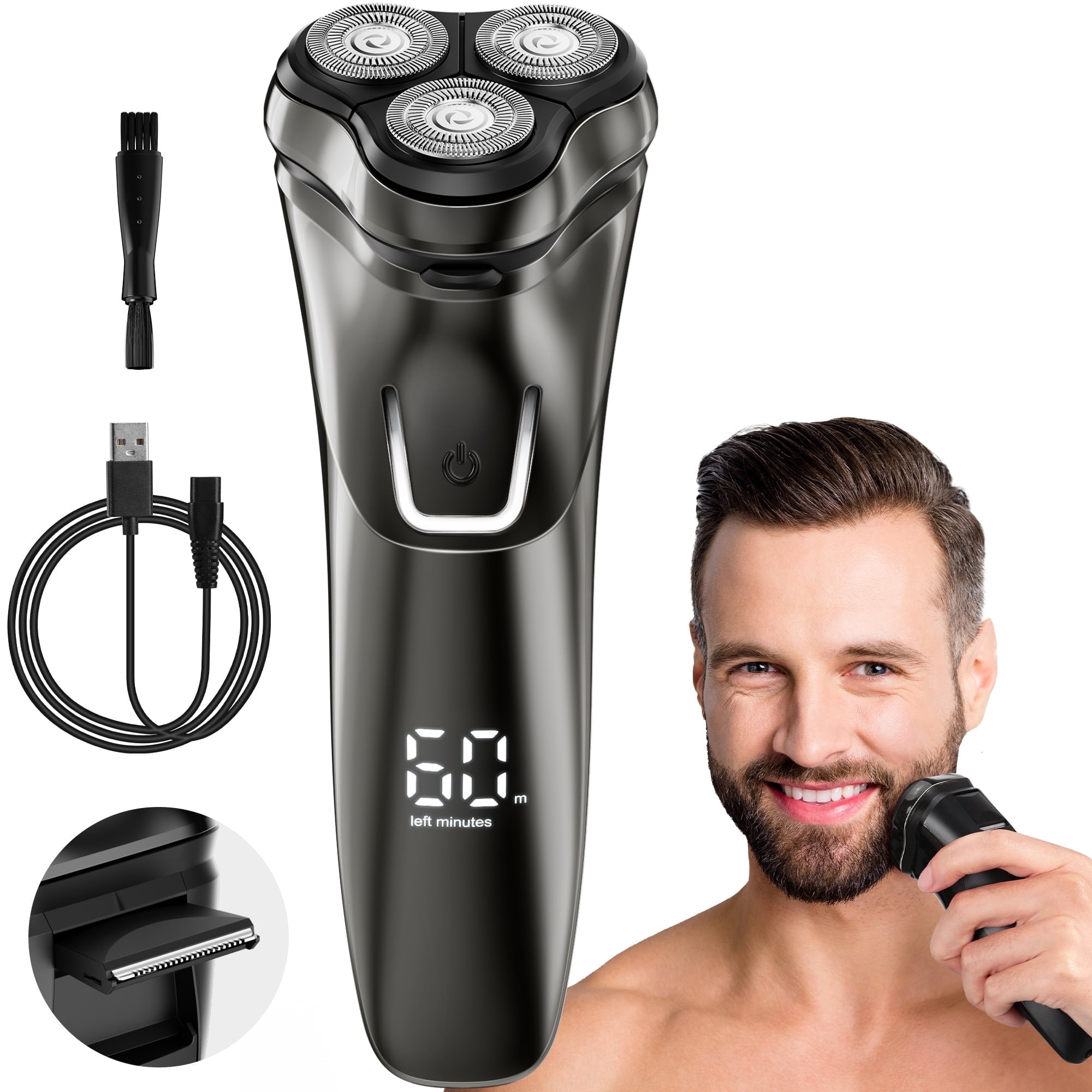 Nogroa Electric Razor for Men, Waterproof Cordless Electric Shaver with Pop-up Beard Trimmer, Ideal Gift for Him Husband Dad