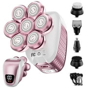 Nogroa Electric Razors for Women, 7D IPX6 Waterproof Cordless Body Electric Head Shaver, 5 in 1 Pink Bikini Trimmer Hair Epilator for Legs Body Face