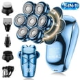 thumbnail image 1 of Skdwakiz Head Shavers for Bald Men, Magnetic Electric Razor, 7D Rotary Shaver 5 in 1 Grooming Kit, IPX7 Waterproof, Wet/Dry, LED Display, Rechargeable, Cordless, Bright Blue, 1 of 9