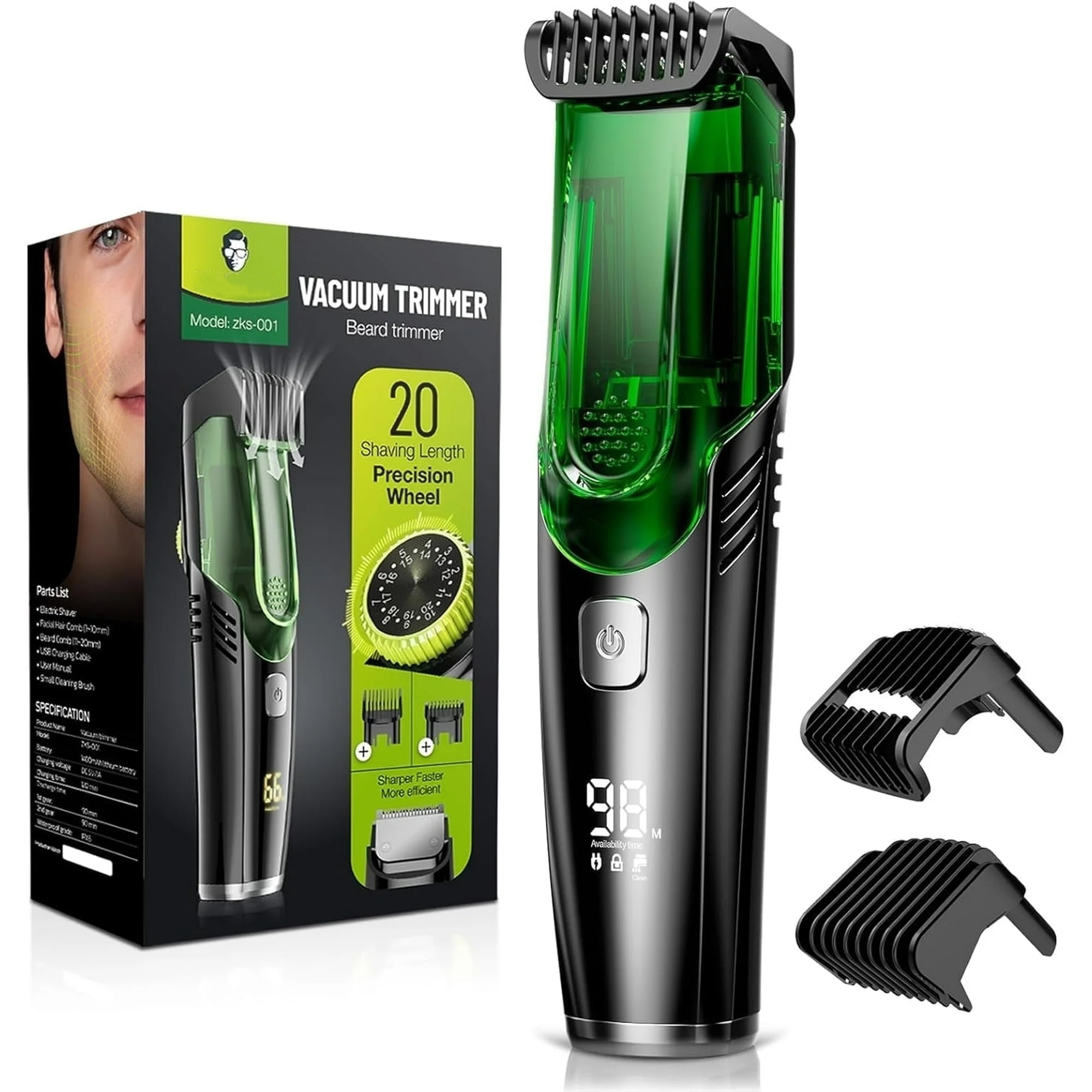 Walmart promo code:  Nogroa Vacuum Beard Trimmer for Men, Cordless Electric Shaver with 20 Trim Setting, Built-in Vacuum Cleaner for Mustache, Sideburns, Facial Hair, Rechargeable, IPX6 Waterproof, with 2 Comb