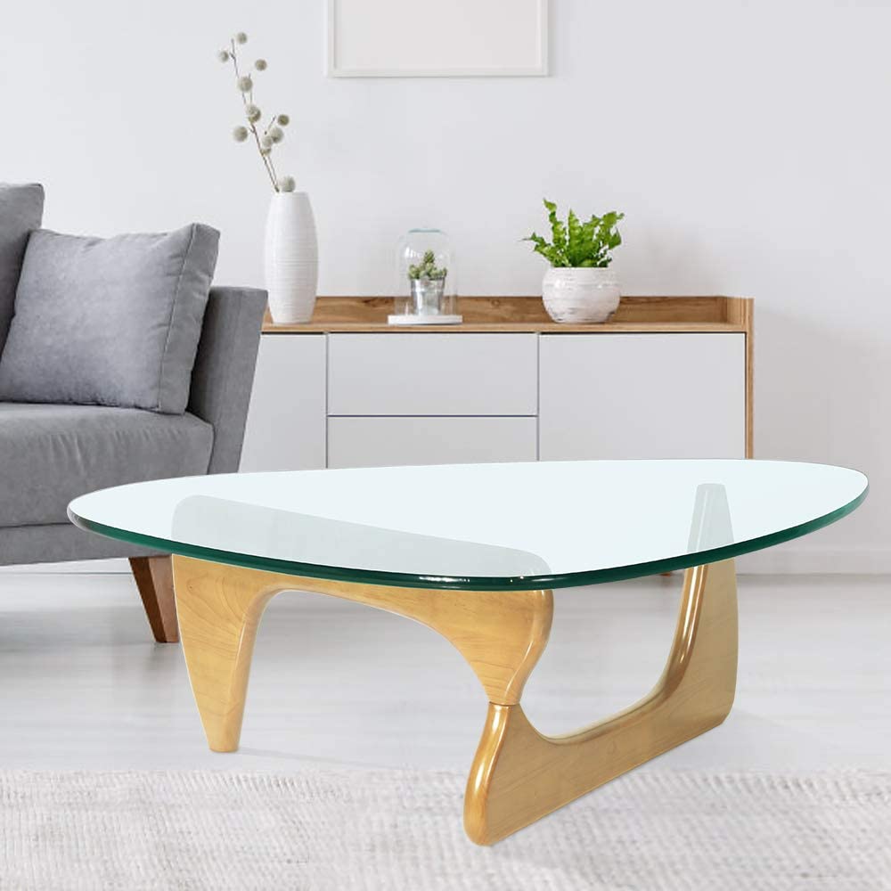 Noguchi Coffee Table Modern Coffee Table with Triangle Glass Top and