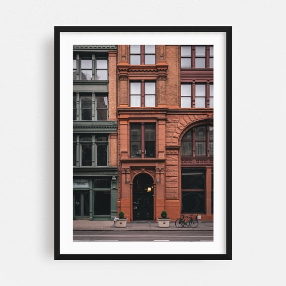 Noho Architecture 01 - Manhattan New York Photography Architecture City Street Photography Bicycle Vintage Cityscape Black Framed Wall Art Print 5 x 7 inches