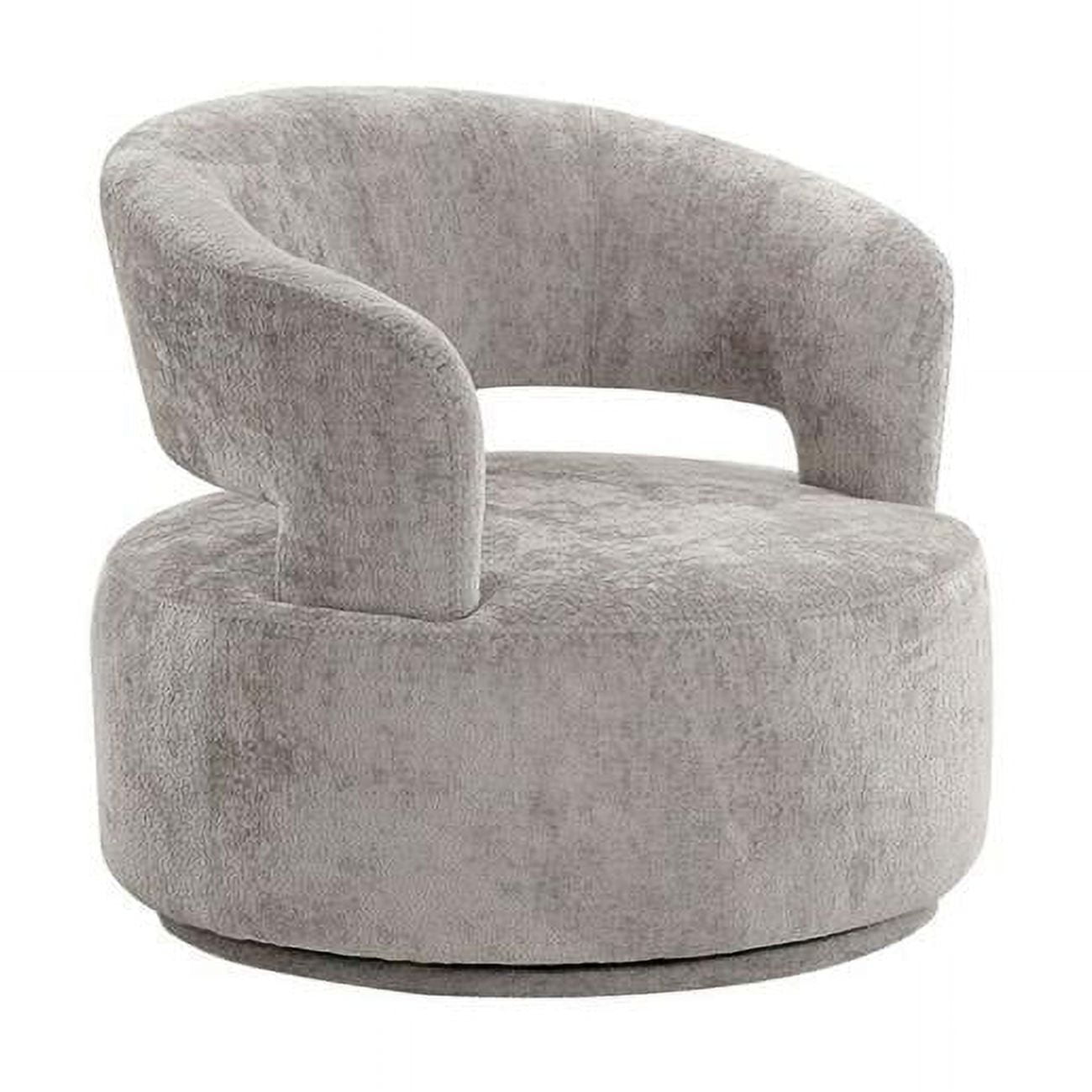 Piagia Luxe Silver Fabric Swivel Barrel Chair