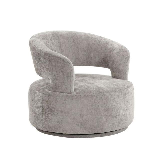 Piagia Luxe Silver Fabric Swivel Barrel Chair