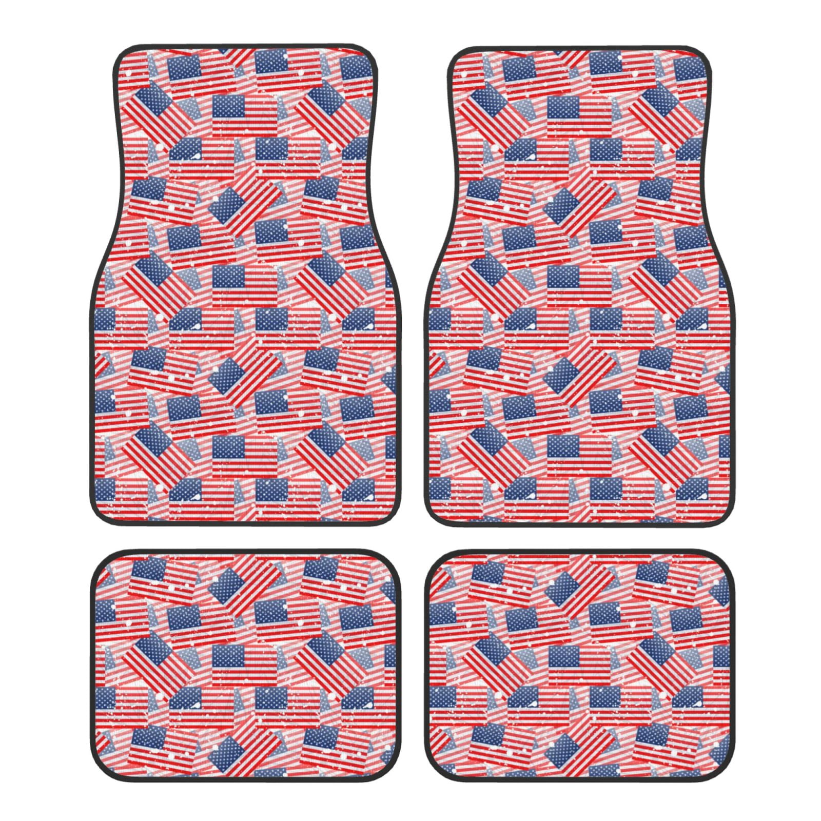 Noikeo America Flags for 4Piece Floor Mats, Custom Fit Car Mats All