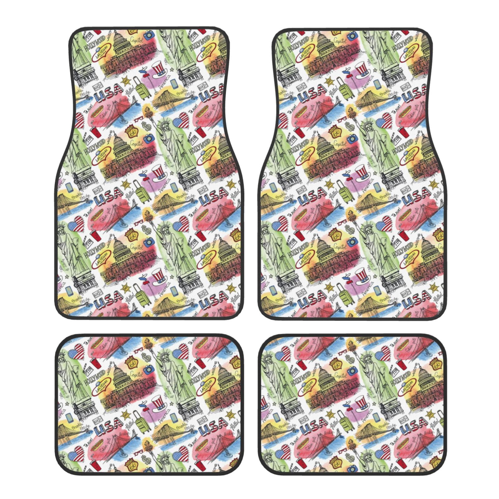 Noikeo America Landmarks1 for 4Piece Floor Mats, Custom Fit Car Mats