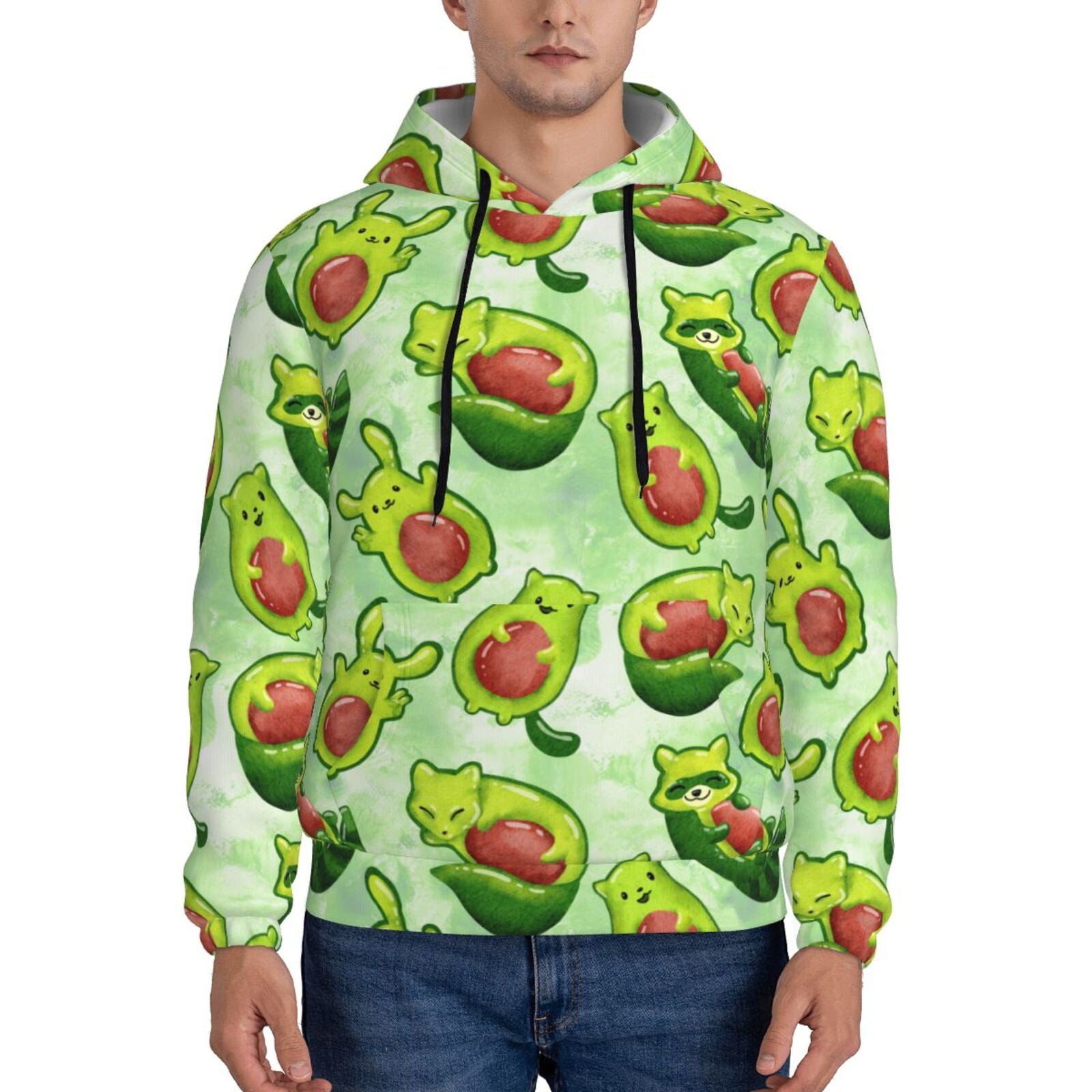 Noikeo Avocado color cute animals Pattern Men's Athletic Hoodie ...