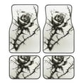 Noikeo Black And White Rose for 4Piece Floor Mats, Custom Fit Car Mats