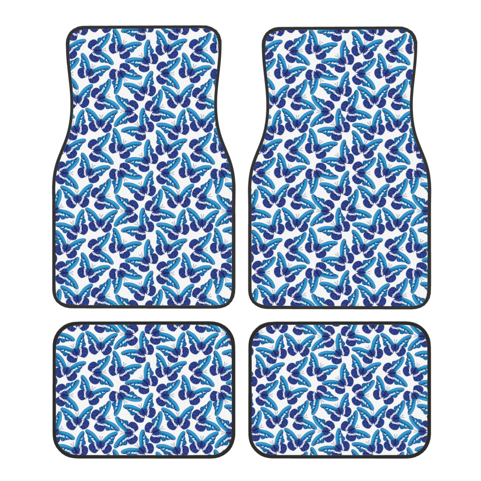 Noikeo Blue Butterflies for 4Piece Floor Mats, Custom Fit Car Mats All